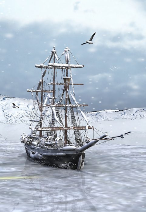 ship, water, ice